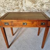 Vintage oak desk – 1970s – Green leather top and 3 drawers