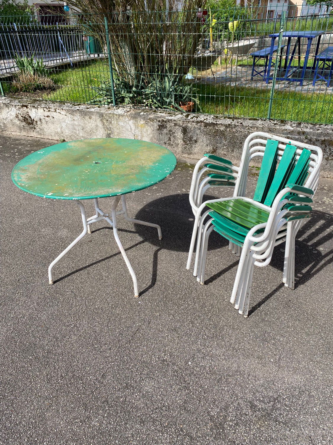 Salon de jardin métal/bois vintage