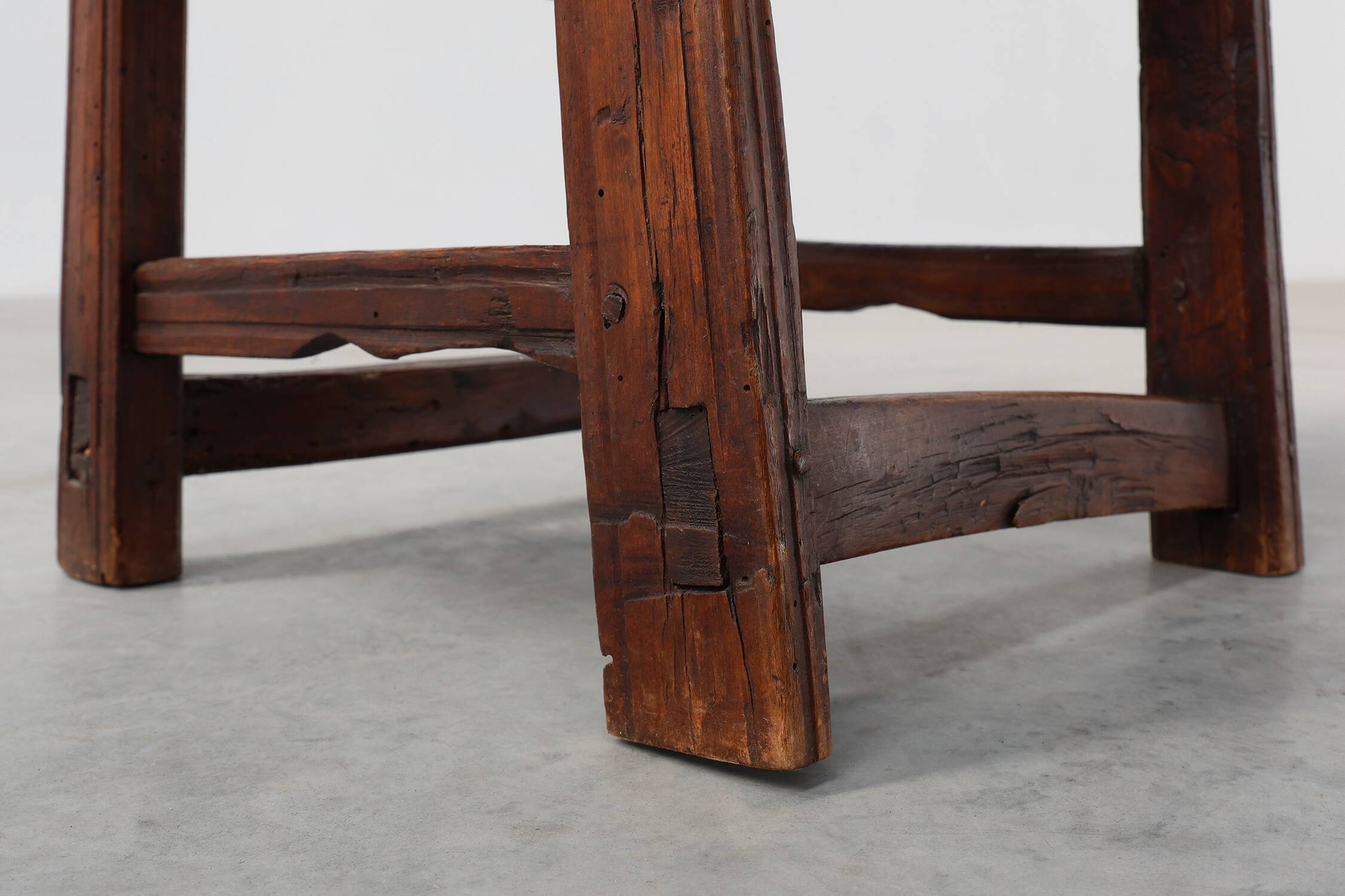 17th Century Spanish Oak Side Table with Drawer in Wabi Sabi Style