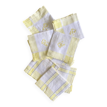 8 old damask napkins monogrammed CG - Linen blend - 57x58 cm