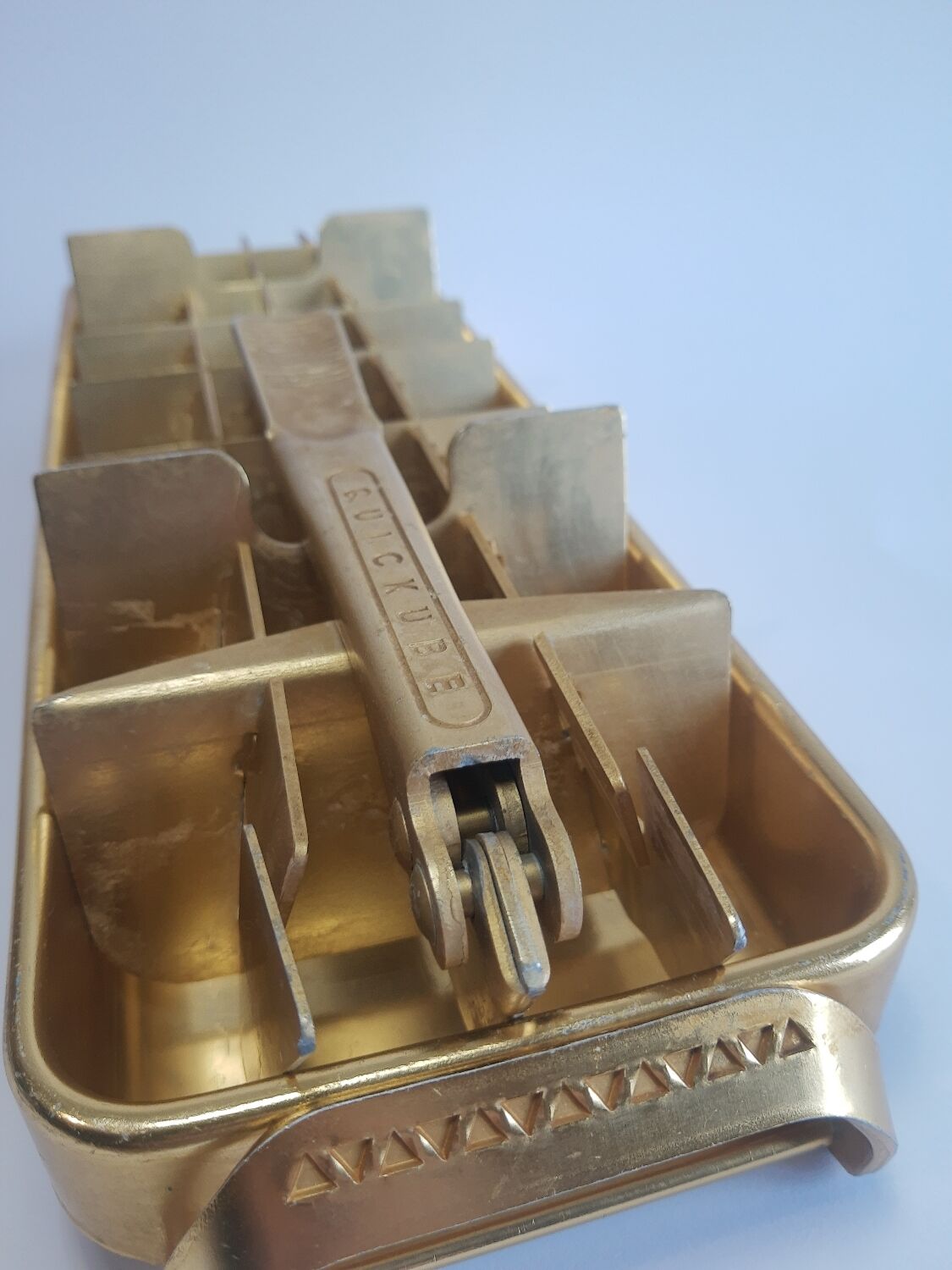 Old ice cube tray Quickube gilded metal 60s vintage