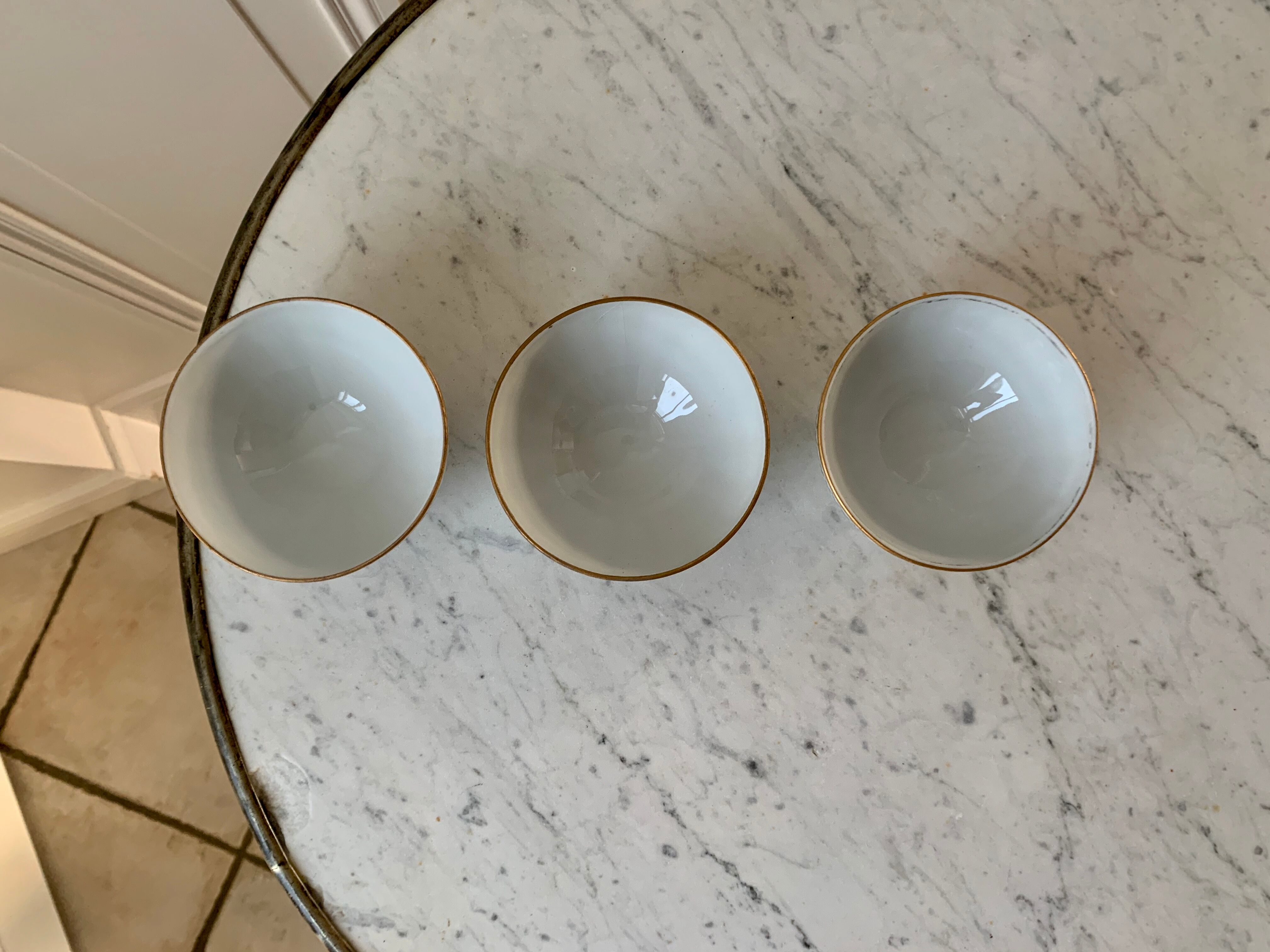 Trio de bols à fleurs en porcelaine années 50