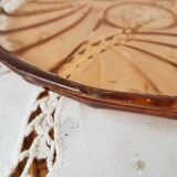 Vintage pink glass dish ART DECO style 1950