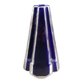 Pyramid vase Art Deco Moulin des Loups & Hamage Nord - blue and silver - Ref 959