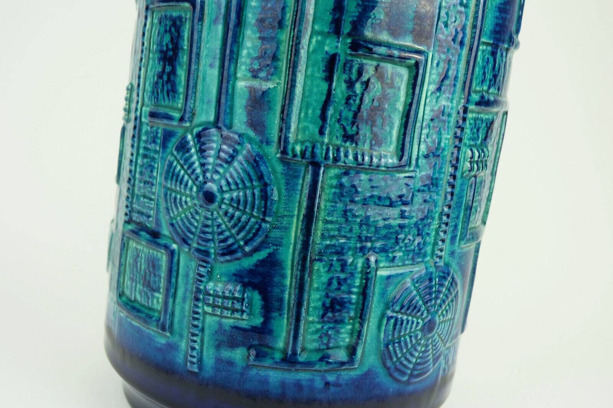 1960s bay keramik FLOOR VASE bodo mans decor 'narvik' blue and turquoise 956-45