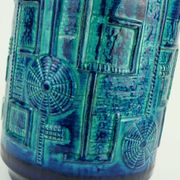 1960s bay keramik FLOOR VASE bodo mans decor 'narvik' blue and turquoise 956-45