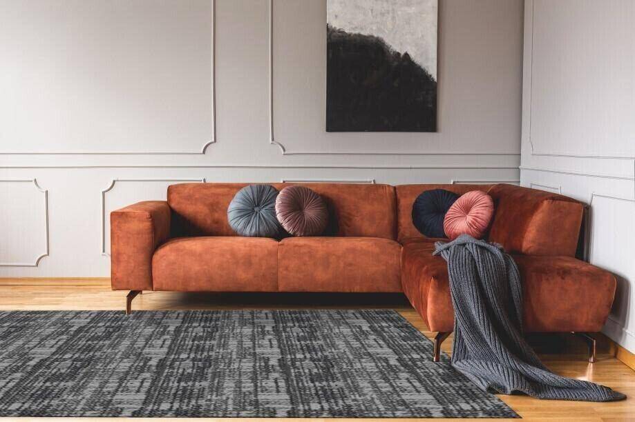 Gray striped home rug