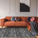 Gray striped home rug