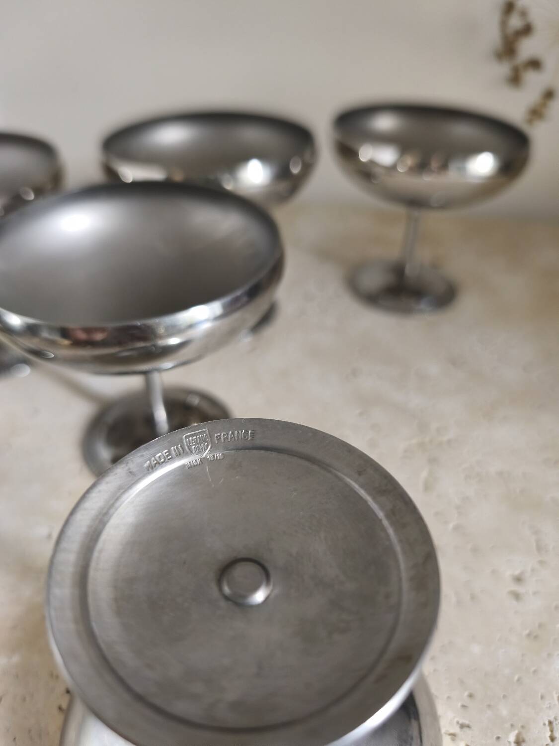 Set of 6 stainless steel cups