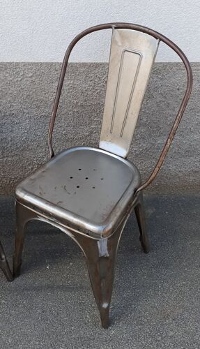 Paire de chaises en métal gris