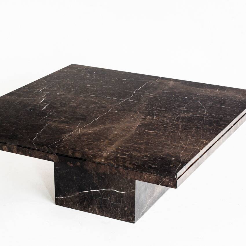 Vintage coffee table. Veined marble. France, 1970s