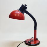 Table lamp desk aluminor metal red flexible arm black 80s vintage