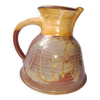 Orange enamelled stoneware pitcher signed La B for La Borne