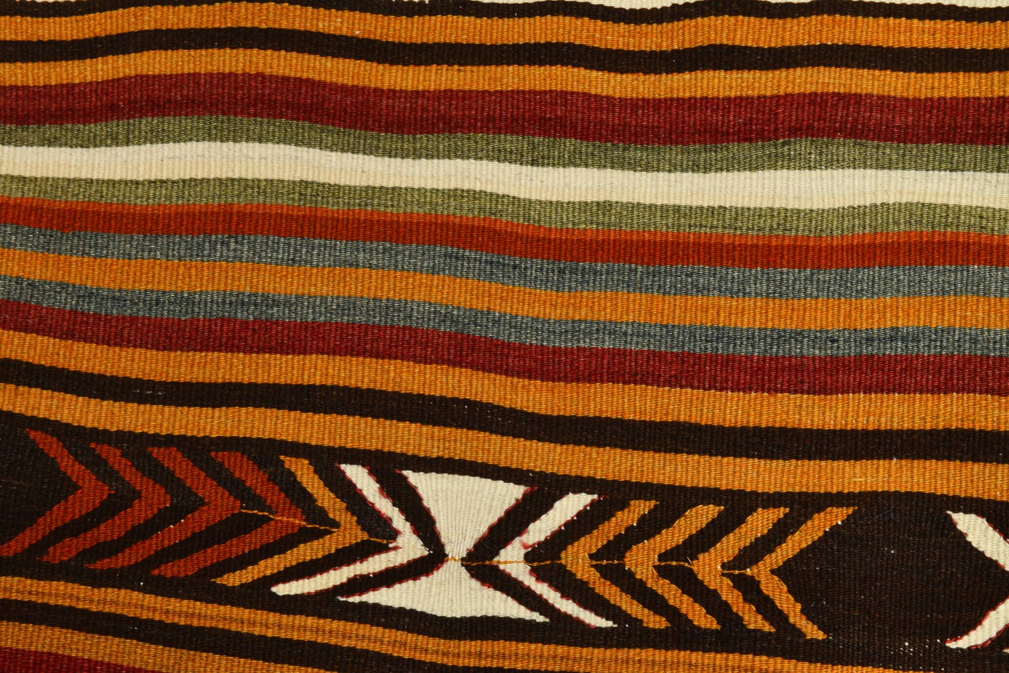 5x9 Striped Anatolian Kilim Rug, Turkish Kilim Rug, 148x264Cm