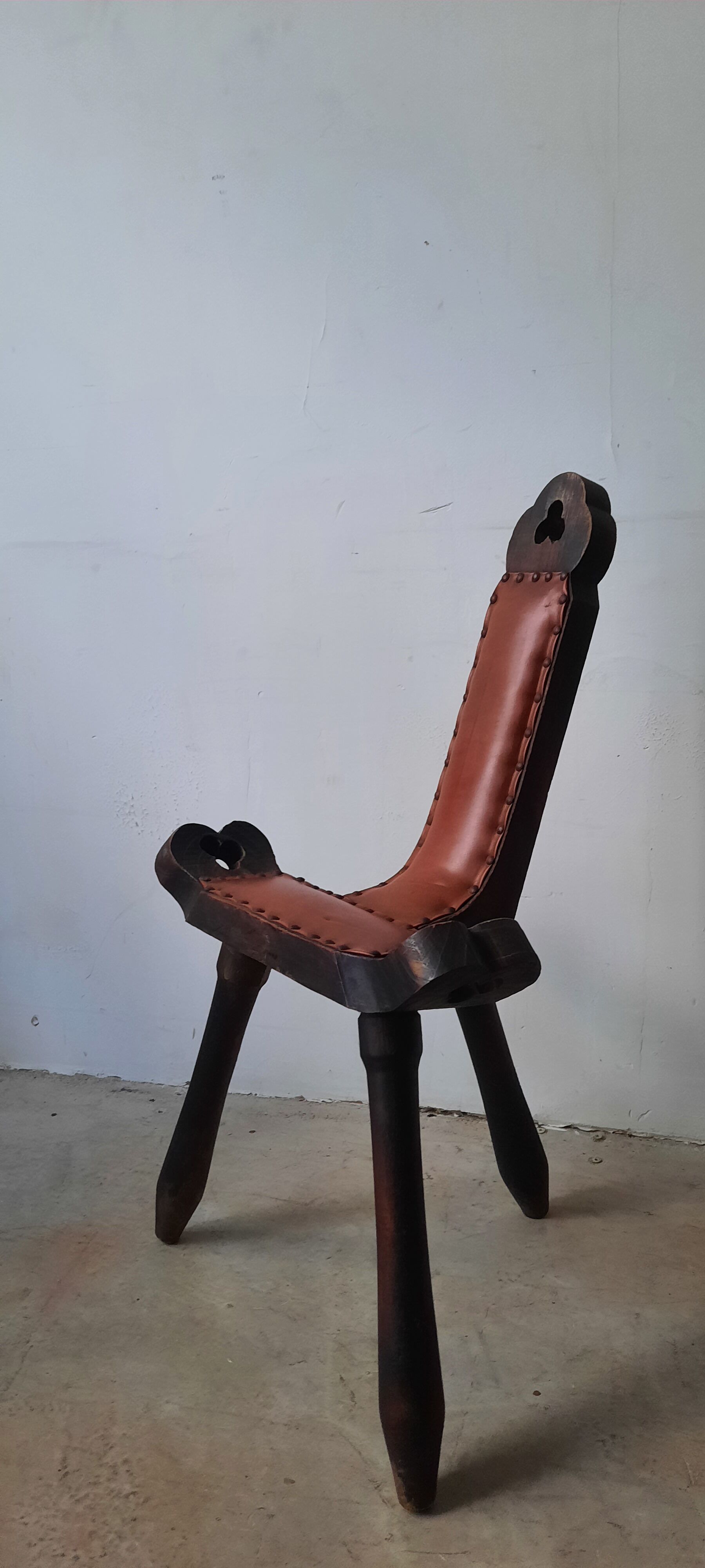 Brutalist style tripod accent chair from the 50s