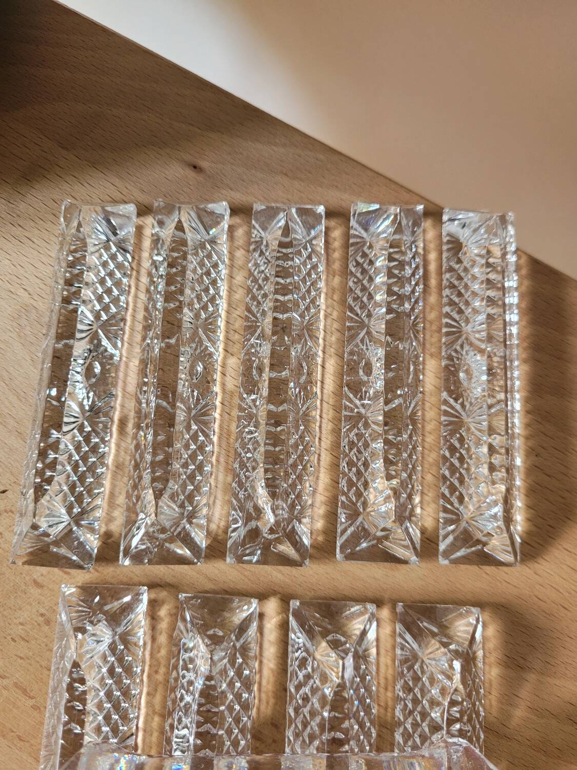 Set of 11 crystal knife holders