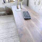 XL farmhouse table in solid oak, brutalist style, 20th century.