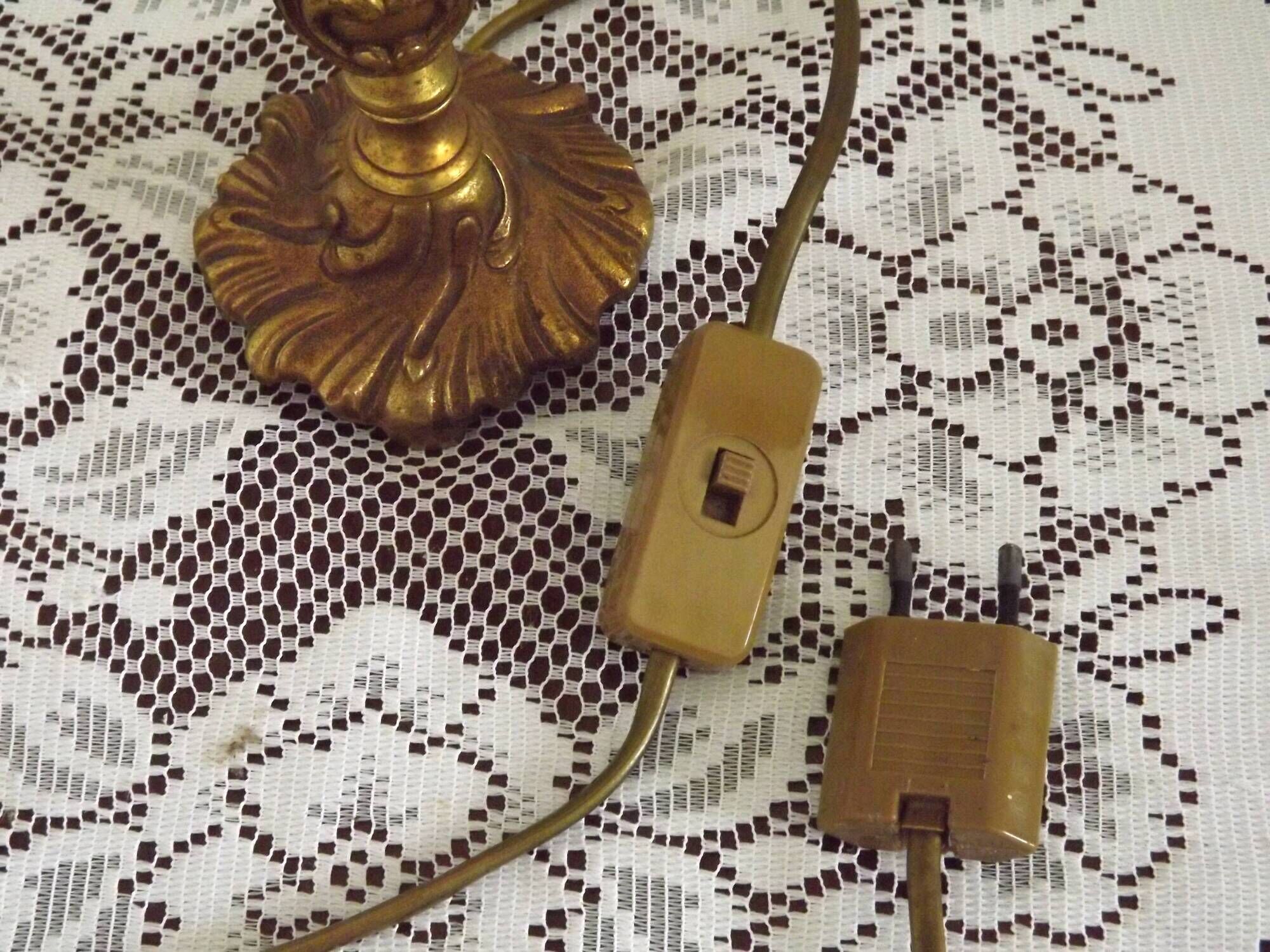Small Vintage French Art Nouveau Style Bronze Candlestick Table Lamp 5358