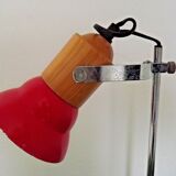 Adjustable vintage French desk lamp in red, black, silver & wood effect 3631