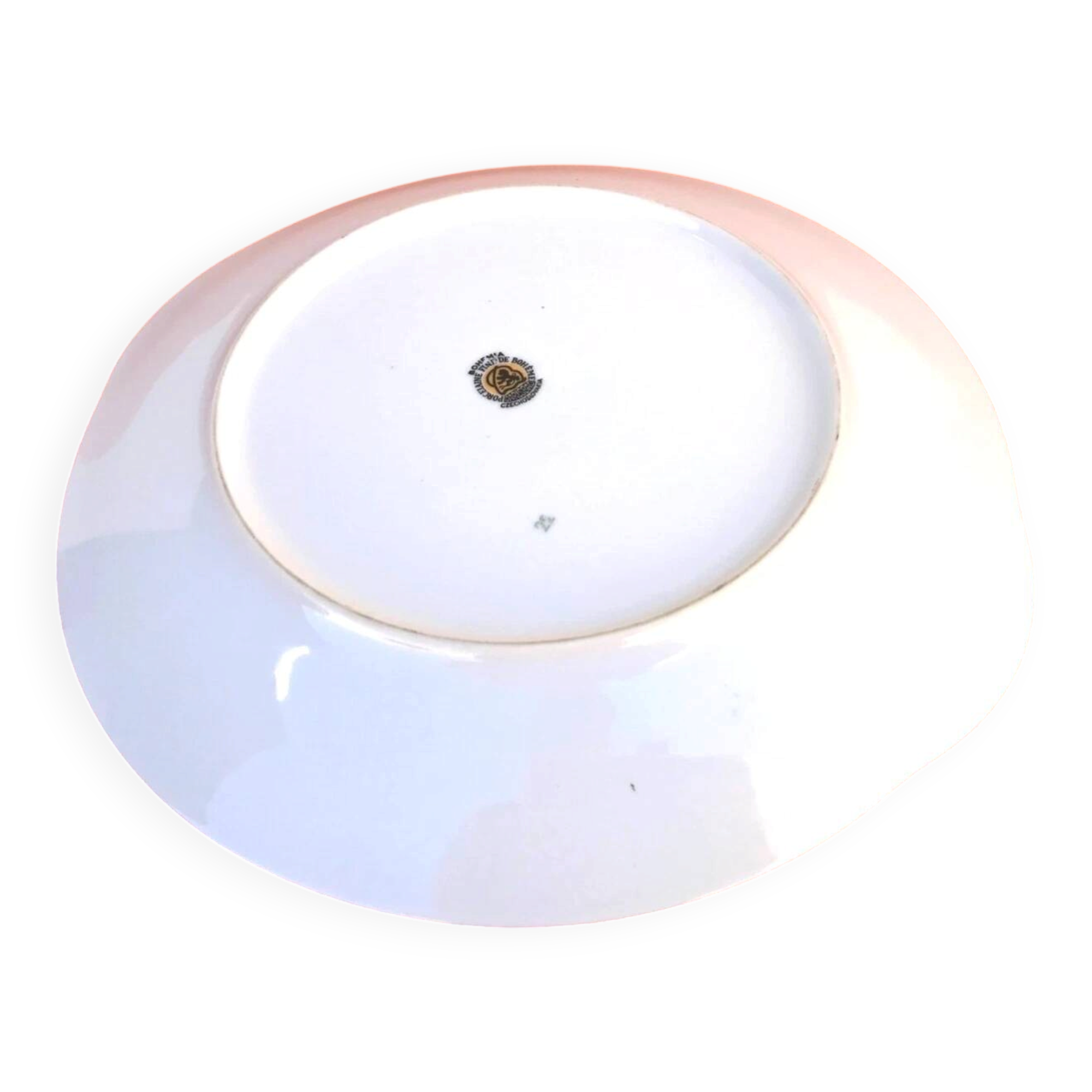 Serving dish with handles, fine Bohemian porcelain with floral decoration on a background.