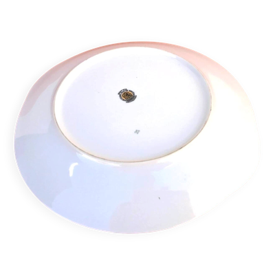 Plat de service à oreilles Porcelaine fine de Bohème décor floral sur fond