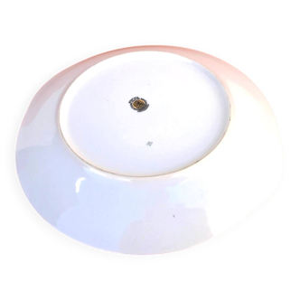 Serving dish with handles, fine Bohemian porcelain with floral decoration on a background.