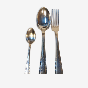 Silver metal cutlery series 18 pieces ERCUIS Art Deco motifs