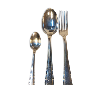 Silver metal cutlery series 18 pieces ERCUIS Art Deco motifs