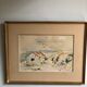 Framed watercolor seaside house