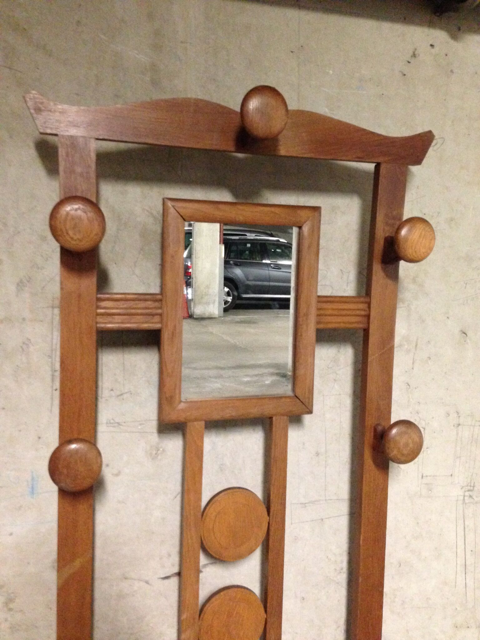 Portemanteau en chêne massif 1950