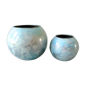 Pair of lacquered glass ball vases by Jean Noel Bouillet, 60/70