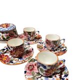 Gien earthenware tea set, peony decoration