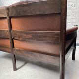 Scandinavian bench in chocolate leather