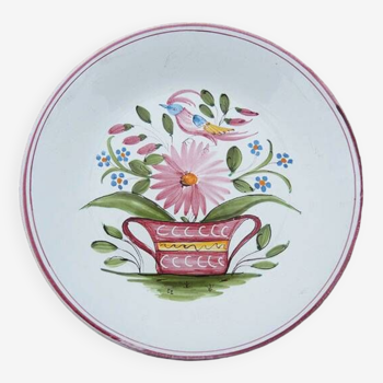 Old Earthenware Flower Plate Lallier Moustiers