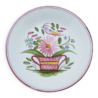 Ancienne Assiette Fleurs en Faïence Lallier Moustiers