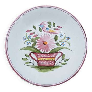 Old Earthenware Flower Plate Lallier Moustiers