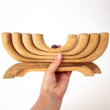 Scandinavian Design 8-arm Wooden Candle Holder, Vintage Nordic Menora