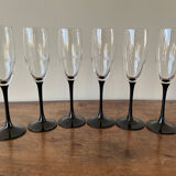 6 champagne flutes black base