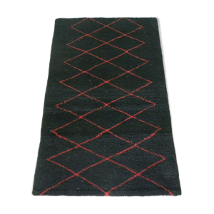tapis berbère marocain noir laine tissé à la main 155x8(cm