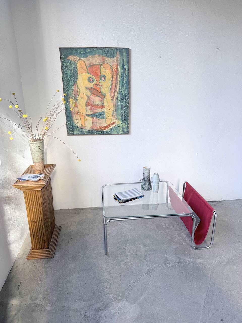 Table basse moderniste Bauhaus en acier tubulaire