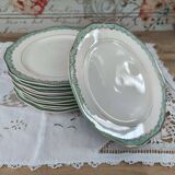 Set of 11 Longwy France earthenware dinner plates, Trianon model