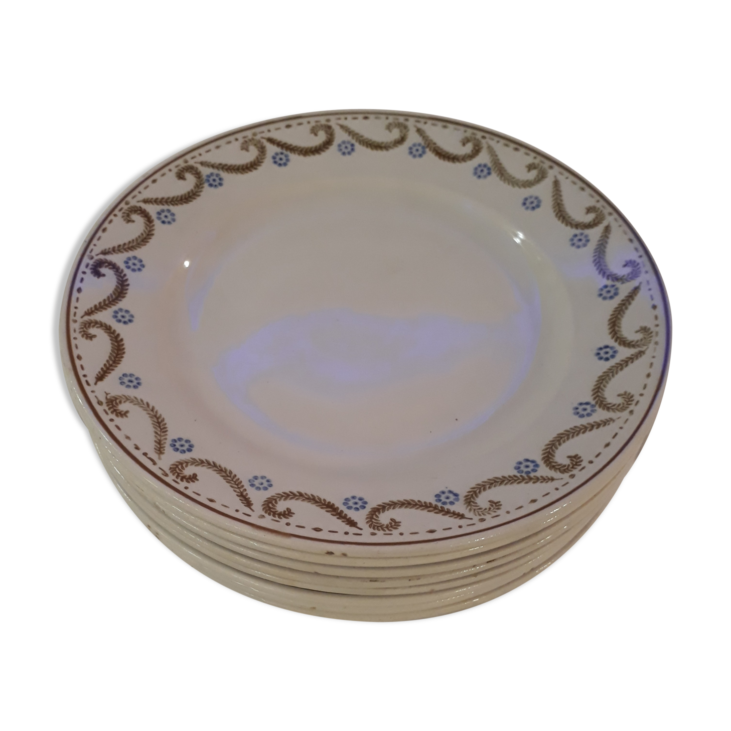 Lot of 8 Gien porcelain dessert plates