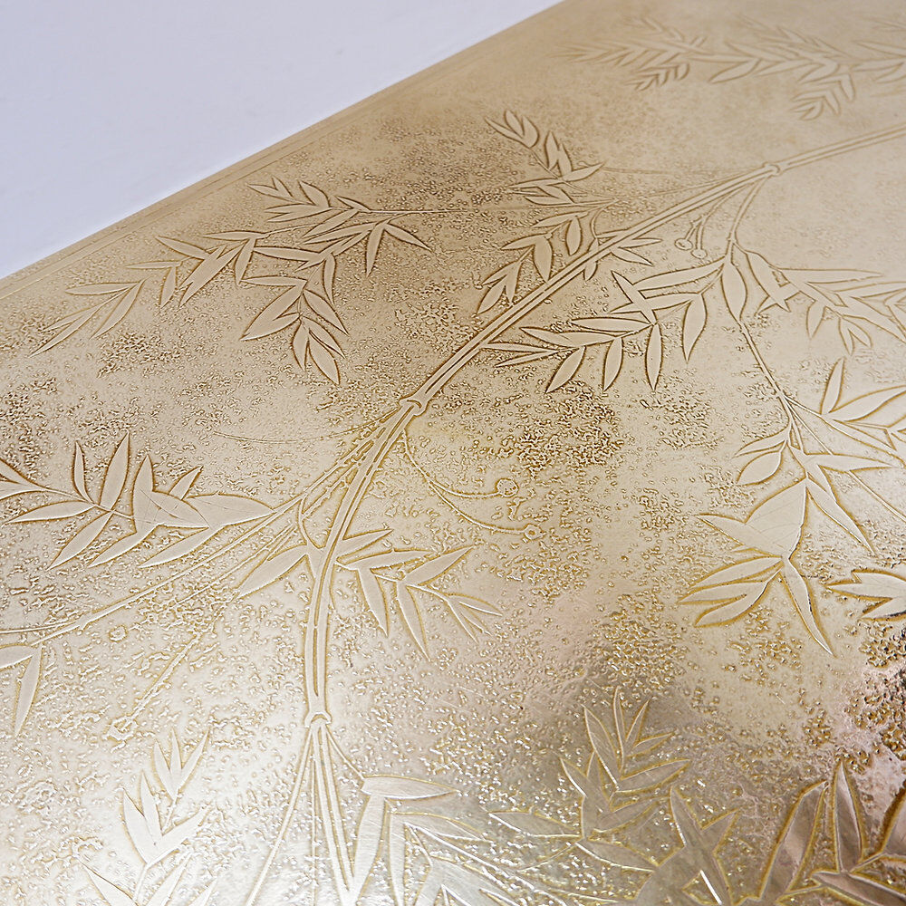 Brass coffee table engraved in the style of Christian Krekels, Belgium 1977.