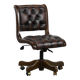 Chesterfield office chair in English style made of cow leather and wood.