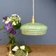 Vintage glass pendant light in green and gold from Clichy