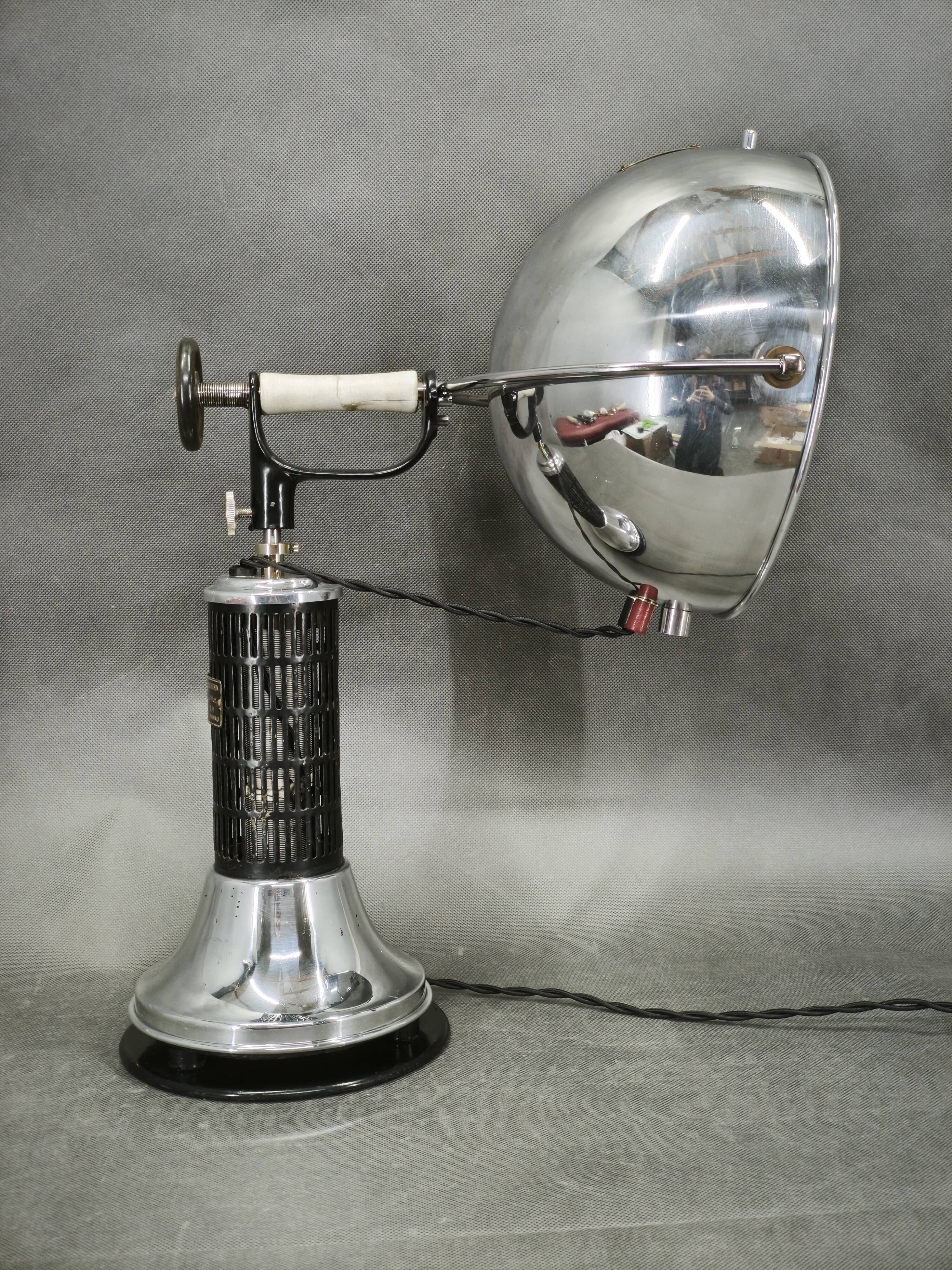 1930s Bauhaus Hanau Quartz Chrome Adjustable Table Lamp, Germany