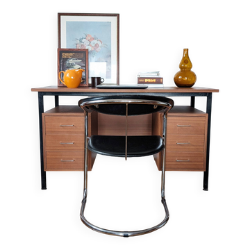 Industrial/craft desk from the 1970s; wood & metal.