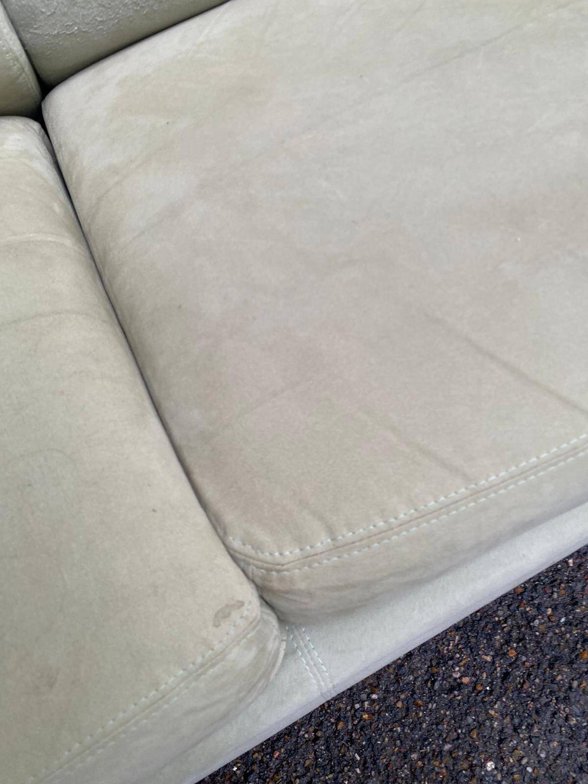 High-end 2-seater sofa duvivier beige nubuck velvet 155cm