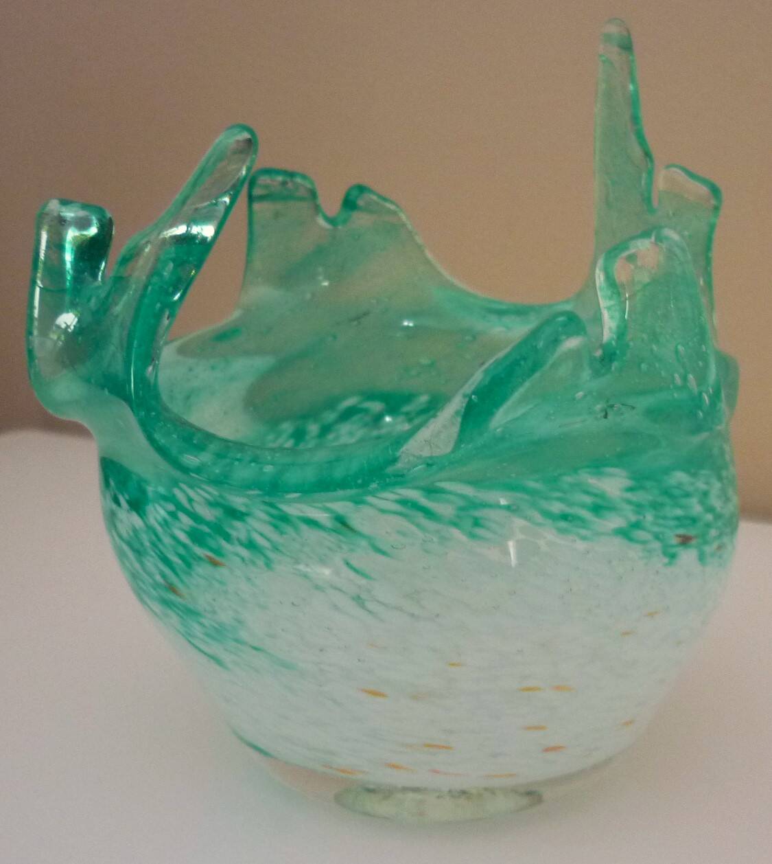 Blown glass empty pocket, thick, free-form, 80s design