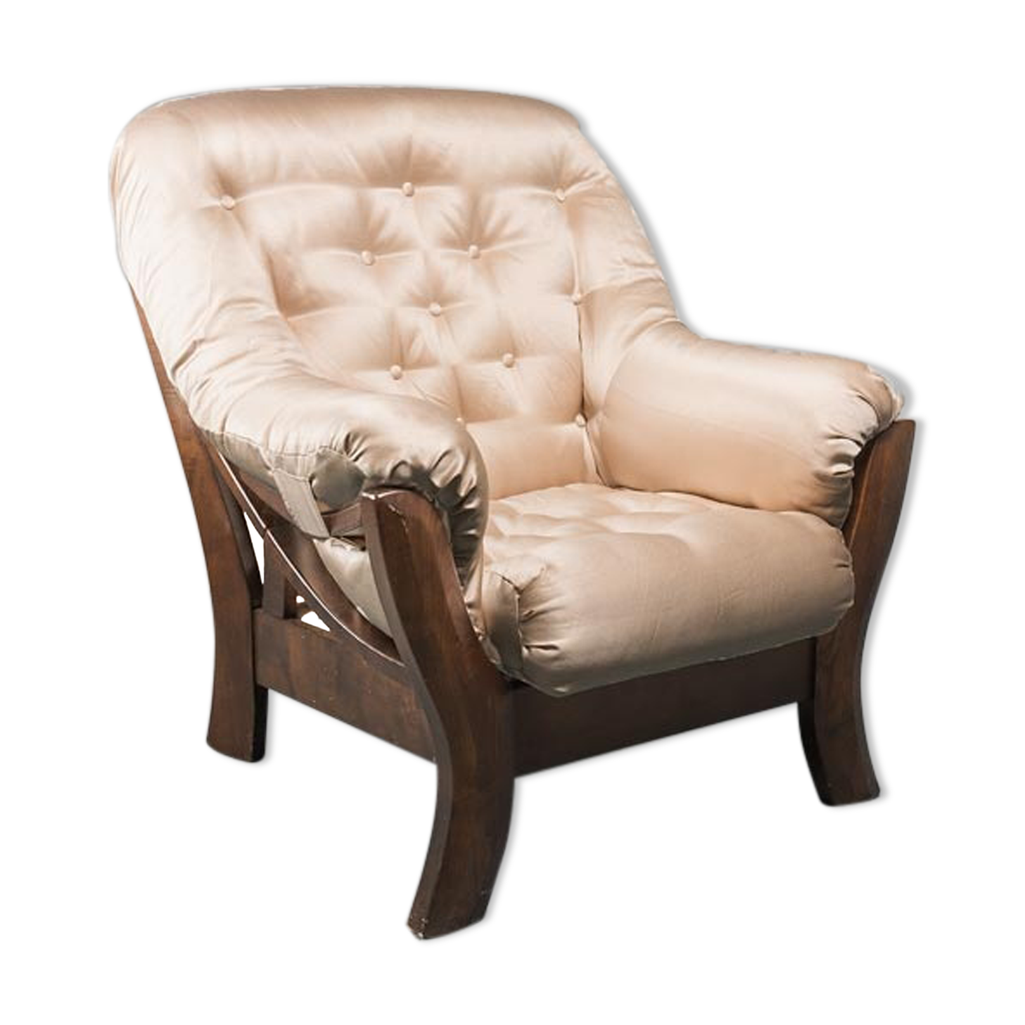Armchair in beige fabric 70s vintage modern